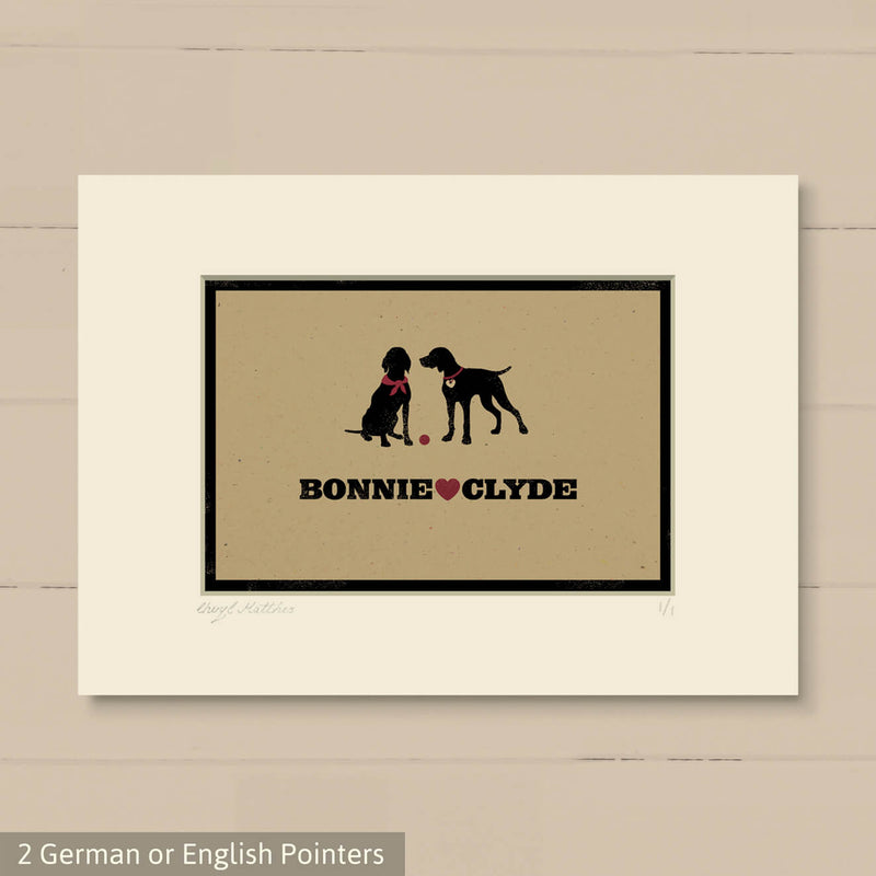 Personalised Pointer Print For One Or Two Dogs
