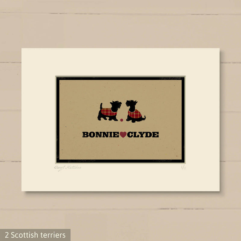 Personalised Scottish Terrier Print For One Or Two Dogs