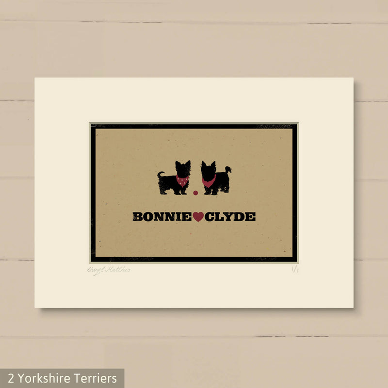 Personalised Yorkshire Terrier Print For One Or Two Dogs