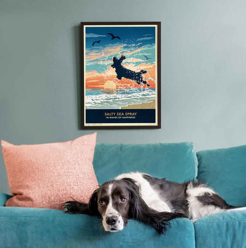 Spaniel Limited Edition Seaside Print - A Dog Lover’s Gift.