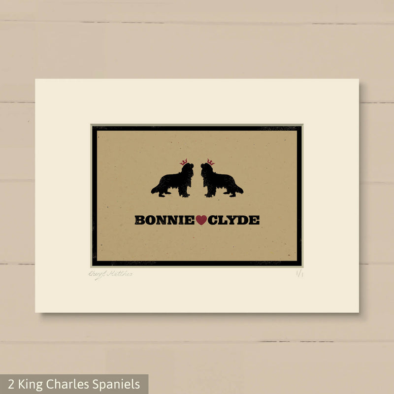 Personalised Cavalier King Charles Spaniel Print For One Or Two Dogs