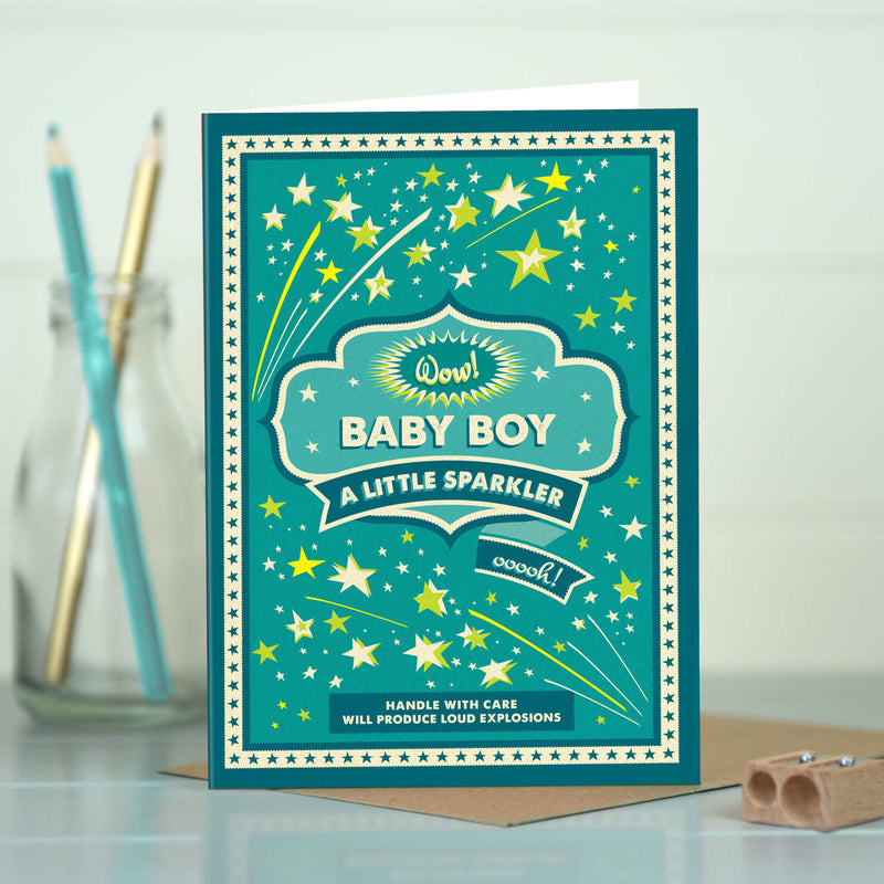 Funny Baby Boy Card - Little Sparkler