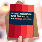 Funny Birthday Card - Naked & Screaming
