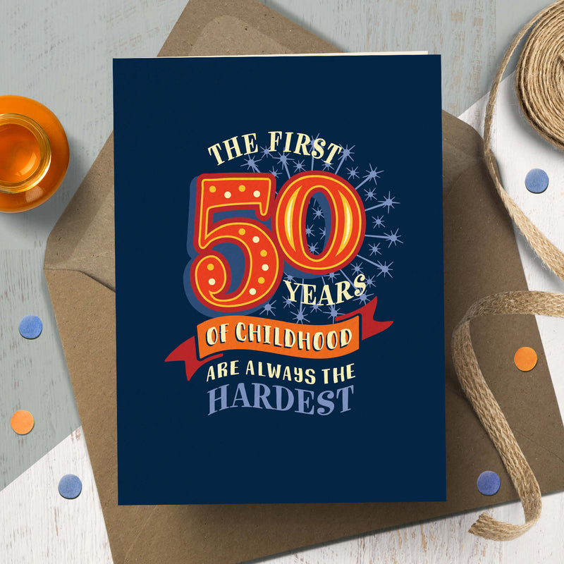 50th Birthday Card - 50 Childhood Years