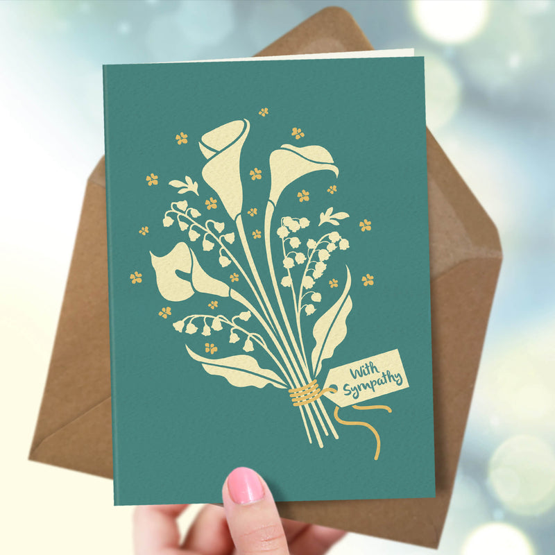 With Sympathy Card - White Lily bouquet