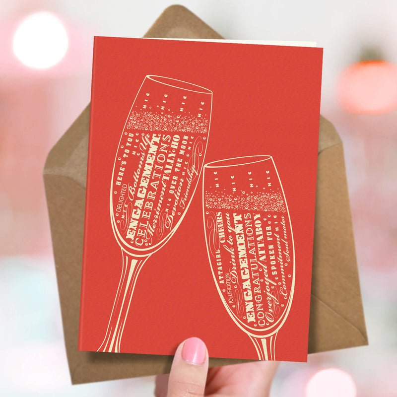Engagement Celebration Card - Champagne Bubbles