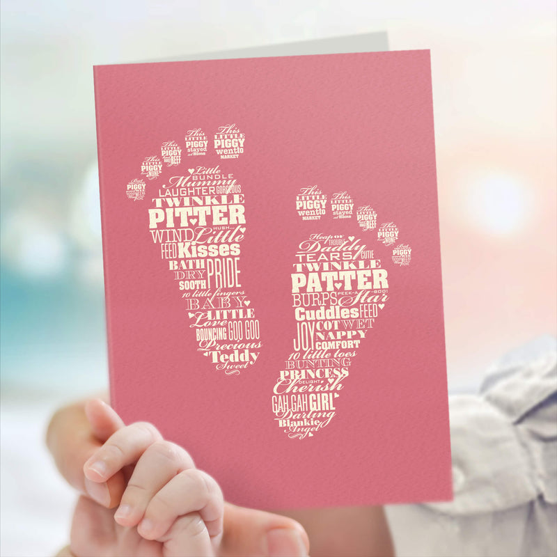New Baby Girl Card - Pitter Patter