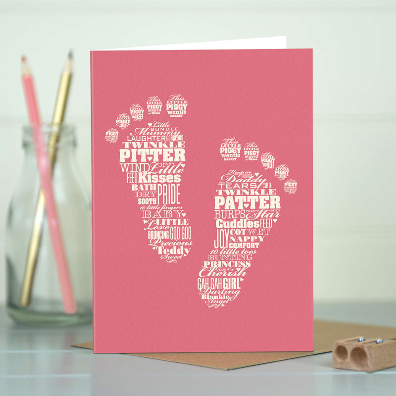 New Baby Girl Card - Pitter Patter