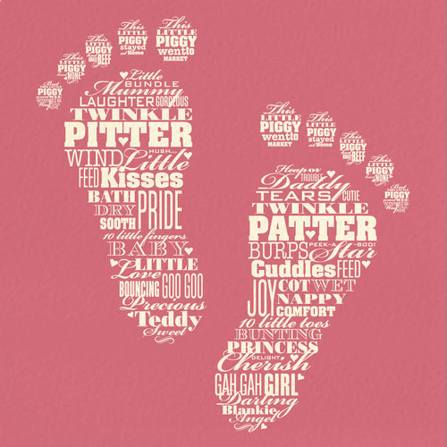 New Baby Girl Card - Pitter Patter