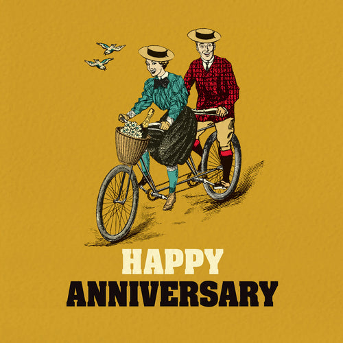 Funny Wedding Anniversary Card - Tandem Bicycle