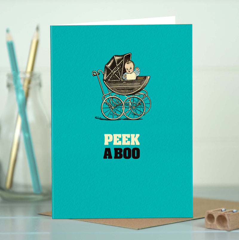 Cute New Baby Boy Card - Peek A Boo