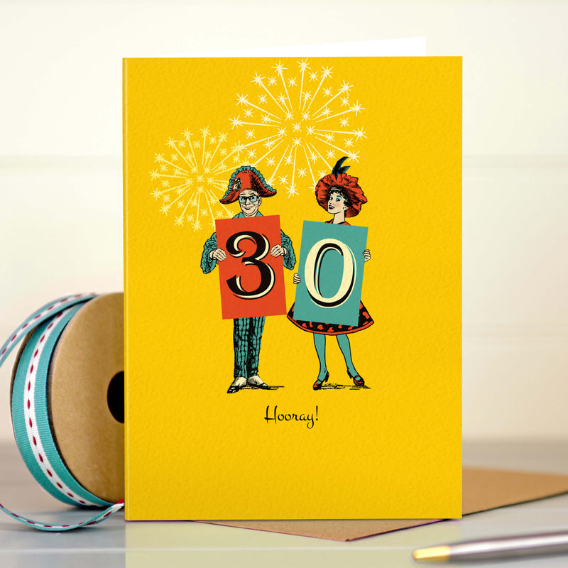 30th Milestone Birthday Card - 30 Hooray!