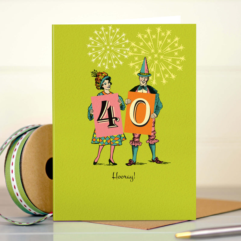 40th Milestone Birthday Card - 40 Hooray!