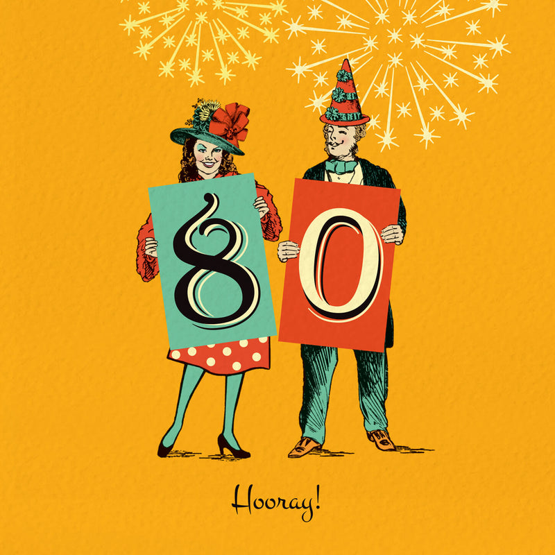 80th Milestone Birthday Card - 80 Hooray!