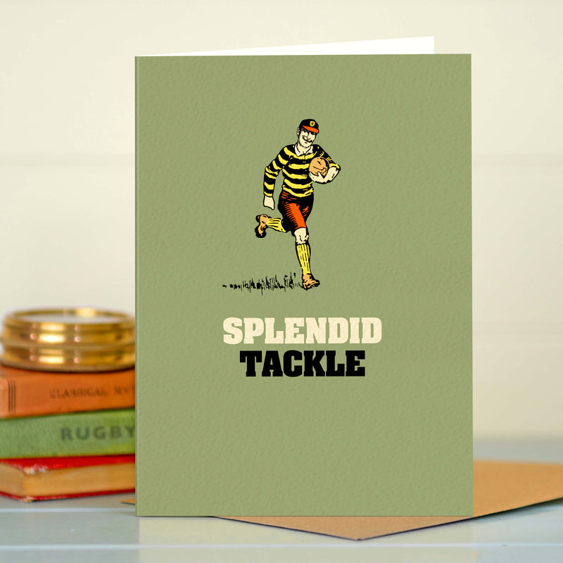 Funny Rugby Card - Splendid Tackle