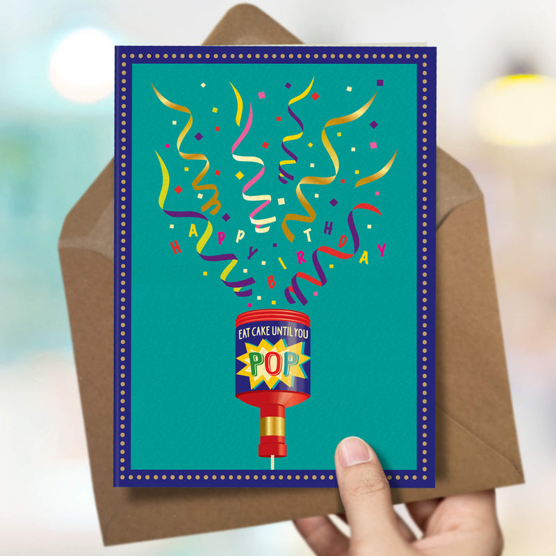 Funny Birthday Card - Party Popper – The Typecast Gallery