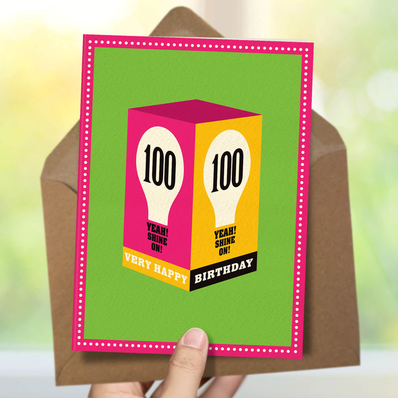100th birthday card - 100 shine on