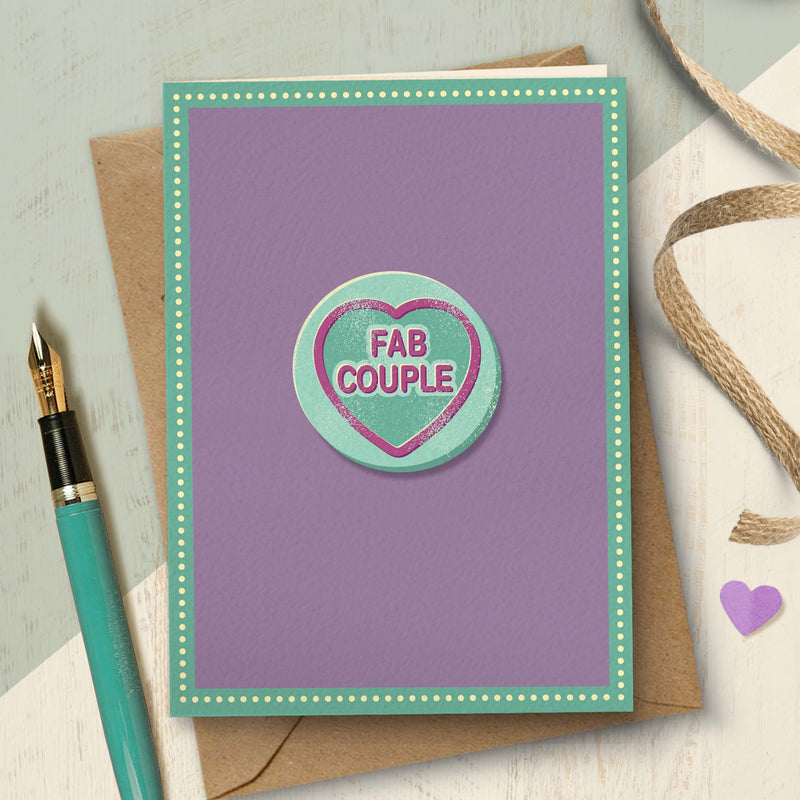 Wedding Or Anniversary Card - Fab Couple - Love heart
