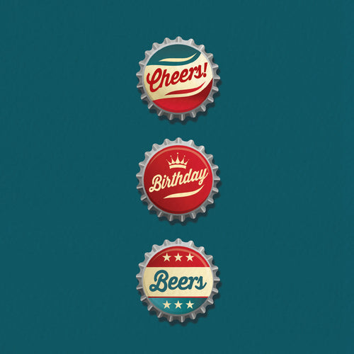 Birthday Card For Him - Beer Bottle Tops