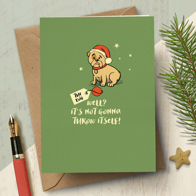 Funny Cartoon Bulldog Christmas Card