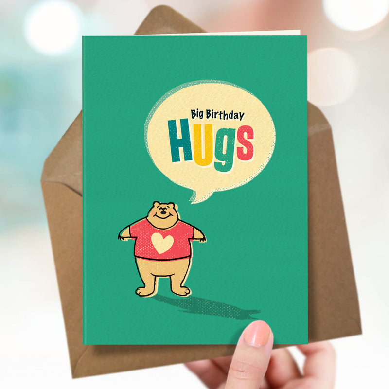 Funny Bear Birthday Card - Bear Hugs