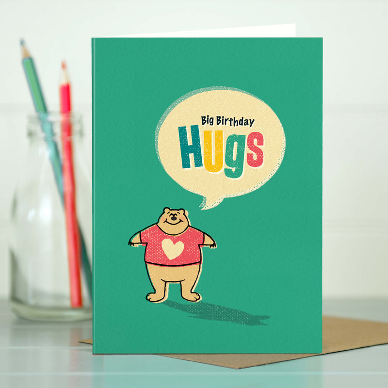 Funny Bear Birthday Card - Bear Hugs