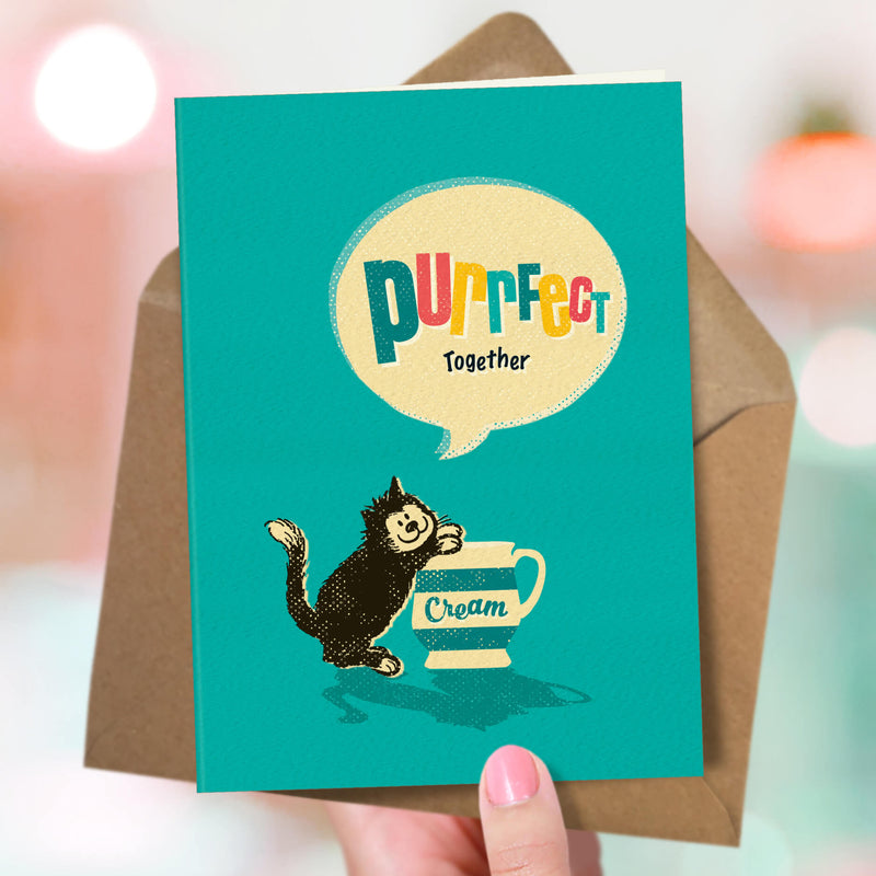 Friendship Card For A Cat Lover - Purrfect Together