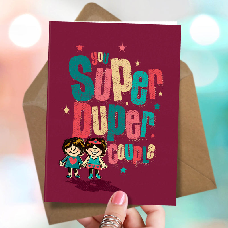 Super Duper Girls - Same Sex Wedding Card