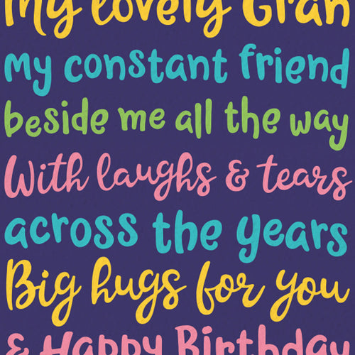 Gran Birthday Card - Big Hugs For Gran