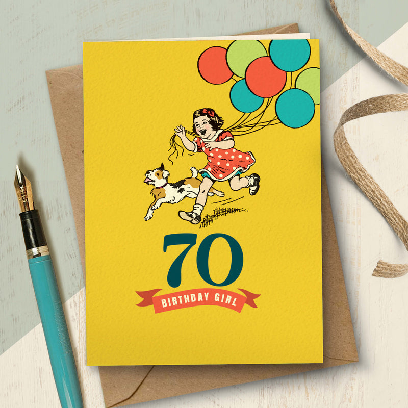 70th Milestone Birthday Girl Card