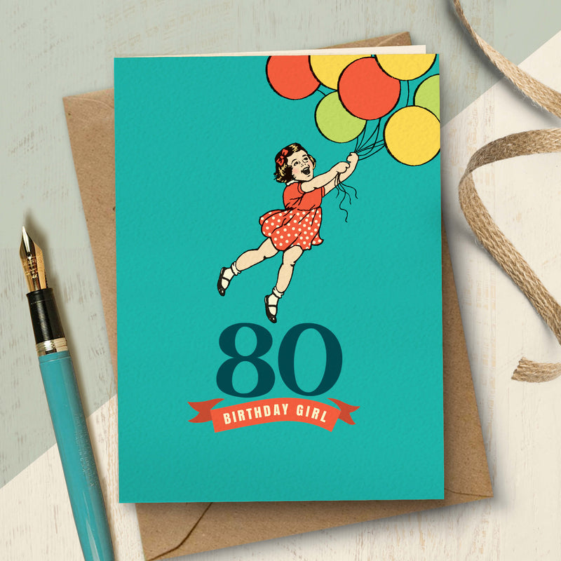 80th Milestone Birthday Girl Card